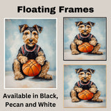 Airedale Terrier Basketball Wall Art – Sports Dog Canvas Print for Boys Room, Game Room Decor, Ready to Hang Framed or Rolled Canvas