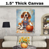 American Foxhound Basketball Wall Art Sports Dog Print for Boys Room & Game Room Decor – Ready to Hang Canvas Wrap, Floating Frame or Rolled Canvas