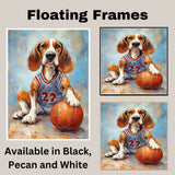 American Foxhound Basketball Wall Art Sports Dog Print for Boys Room & Game Room Decor – Ready to Hang Canvas Wrap, Floating Frame or Rolled Canvas