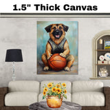 Anatolian Shepherd Basketball Wall Art Sports Dog Artwork for Boys Room & Game Room Decor – Ready to Hang Canvas Wrap, Floating Frame or Rolled Canvas