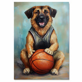Anatolian Shepherd Basketball Wall Art Sports Dog Artwork for Boys Room & Game Room Decor – Ready to Hang Canvas Wrap, Floating Frame or Rolled Canvas