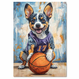 Australian Cattle Dog Basketball Wall Art Sports Dog Print for Boys Room & Game Room Decor – Ready to Hang Canvas Wrap, Floating Frame or Rolled Canvas