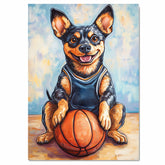 Australian Kelpie Basketball Wall Art Sports Dog Artwork for Boys Room & Game Room Decor – Ready to Hang Canvas Wrap, Floating Frame or Rolled Canvas