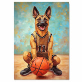 Belgian Malinois Sports Wall Art Print Athletic Working Dog Decor for Boys Room Gym or Game Room Gift for Dog Lovers Ready to Hang Canvas or Framed Artwork