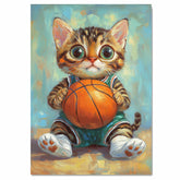 Bengal Cat Basketball Wall Art Print Sports Theme Decor for Boys Bedroom or Game Room Gift for Cat Lovers Ready to Hang Canvas or Framed Artwork
