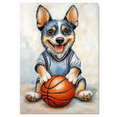 Blue Heeler Basketball Wall Art Print Sports Dog Decor for Home Gym Office or Man Cave Gift for Australian Cattle Dog Owners Ready to Hang Canvas or Framed Artwork