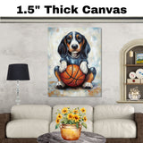 Bluetick Coonhound Basketball Wall Art Print Sports Decor for Boys Game Room Athletic Hunting Dog Artwork Gift Ready to Hang Canvas or Framed Artwork