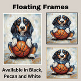 Bluetick Coonhound Basketball Wall Art Print Sports Decor for Boys Game Room Athletic Hunting Dog Artwork Gift Ready to Hang Canvas or Framed Artwork