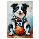 Border Collie Basketball Wall Art Print Sports Room Decor for Kids Game Room or Playroom Gift Ready to Hang Canvas or Framed Artwork