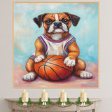 Boxer Dog Basketball Wall Art Canvas Print Sports Decor for Game Room Boys Bedroom or Home Gym Gift Ready to Hang Canvas or Framed Artwork
