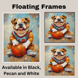 Bulldog Basketball Wall Art Print Sports Home Decor for Game Room Boys Bedroom Gift for Bulldog Owners Ready to Hang Canvas or Framed Artwork