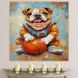 Bulldog Basketball Wall Art Print Sports Home Decor for Game Room Boys Bedroom Gift for Bulldog Owners Ready to Hang Canvas or Framed Artwork