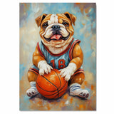 Bulldog Basketball Wall Art Print Sports Home Decor for Game Room Boys Bedroom Gift for Bulldog Owners Ready to Hang Canvas or Framed Artwork