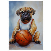 Bullmastiff Basketball Wall Art Print Sports Decor for Game Room Boys Bedroom or Home Gym Gift Ready to Hang Canvas or Framed Artwork