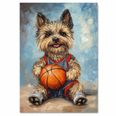 Cairn Terrier Basketball Wall Art Print Sports Decor for Kids Room Game Room or Playroom Gift Ready to Hang Canvas or Framed Artwork