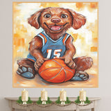 Chesapeake Bay Retriever Basketball Wall Art Print Sports Room Decor for Boys Bedroom or Home Gift Ready to Hang Canvas or Framed Artwork