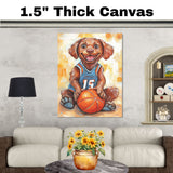 Chesapeake Bay Retriever Basketball Wall Art Print Sports Room Decor for Boys Bedroom or Home Gift Ready to Hang Canvas or Framed Artwork