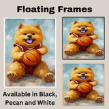 Chow Chow Puppy Basketball Wall Art Print Sports Room Decor for Kids Playroom or Game Room Gift Ready to Hang Canvas or Framed Artwork