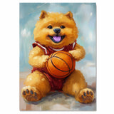 Chow Chow Puppy Basketball Wall Art Print Sports Room Decor for Kids Playroom or Game Room Gift Ready to Hang Canvas or Framed Artwork