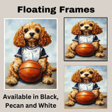 Cocker Spaniel Basketball Wall Art Print Sports Decor for Kids Room Playroom or Game Area Gift Ready to Hang Canvas or Framed Artwork