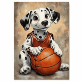 Dalmatian Basketball Wall Art Print Sports Decor for Boys Bedroom or Playroom Gift Ready to Hang Canvas or Framed Artwork