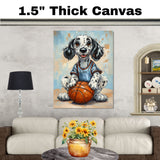 English Setter Basketball Wall Art Print Sports Room Decor for Boys Bedroom or Living Room Gift Ready to Hang Canvas or Framed Artwork