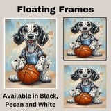 English Setter Basketball Wall Art Print Sports Room Decor for Boys Bedroom or Living Room Gift Ready to Hang Canvas or Framed Artwork