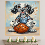 English Setter Basketball Wall Art Print Sports Room Decor for Boys Bedroom or Living Room Gift Ready to Hang Canvas or Framed Artwork