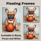 French Bulldog Basketball Wall Art Print Sports Room Decor for Boys Bedroom or Playroom Gift Ready to Hang Canvas or Framed Artwork