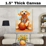Golden Retriever Basketball Wall Art Print Sports Room Decor Gift for Dog Lovers Ready to Hang Canvas or Framed Artwork