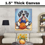 Great Dane Puppy Basketball Wall Art Print Sports Room Decor for Boys Bedroom or Home Game Room Gift Ready to Hang Canvas or Framed Artwork