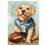 Labrador Football Dog Art for Rugby Sports Fans Gift for Dog Dad's Sports Room Décor on Ready to Hang 1.5" Thick Canvas Wrap, Floating Framed Canvas, Flat Rolled Canvas