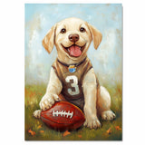 Labrador Dog Canvas Wall Art for Kids Room Décor for Lab Football Painting Gifts for Boyfriends on Ready to Hang 1.5" Thick Canvas Wrap, Floating Framed Canvas, Flat Rolled Canvas