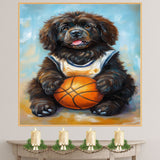 Bernese Mountain Dog Basketball Wall Art Print 1.5 Inch Thick Canvas Sports Decor for Boys Bedroom or Living Room Gift for Dog Lovers