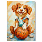 Nova Scotia Duck Tolling Retriever Basketball Wall Art Print 1.5 Inch Thick Canvas Sports Decor for Boys Bedroom Gift for Dog Lovers