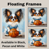 Papillon Basketball Wall Art Print 1.5 Inch Thick Canvas Sports Decor for Playroom or Game Room Gift for Dog Lovers Home Decoration