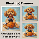 Poodle Basketball Wall Art Print 1.5 Inch Thick Canvas Sports Decor for Boys Bedroom or Playroom Gift for Dog Lovers