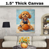Poodle Basketball Wall Art Print 1.5 Inch Thick Canvas Sports Decor for Boys Bedroom or Playroom Gift for Dog Lovers