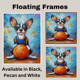 Rat Terrier Puppy Basketball Wall Art Print 1.5 Inch Thick Canvas Sports Decor for Boys Bedroom or Playroom Gift for Dog Lovers