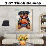 Rottweiler Basketball Wall Art Print 1.5 Inch Thick Canvas Sports Decor for Boys Bedroom or Home Gym Gift for Dog Lovers