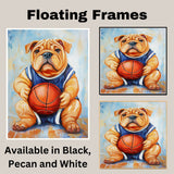 Shar Pei Dog Basketball Wall Art Print 1.5 Inch Thick Canvas Sports Decor for Boys Game Room Gift for Dog Owners