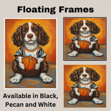 Springer Spaniel Basketball Wall Art Print 1.5 Inch Thick Canvas Sports Decor for Boys Bedroom or Playroom Gift for Dog Lovers