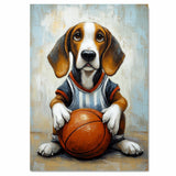 Treeing Walker Coonhound Basketball Wall Art Print 1.5 Inch Thick Canvas Sports Decor for Boys Room Gift for Dog Lovers