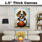 Treeing Walker Coonhound Basketball Wall Art Print 1.5 Inch Thick Canvas Sports Decor for Boys Room Gift for Dog Lovers