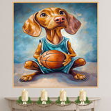 Vizsla Basketball Wall Art Print 1.5 Inch Thick Canvas Sports Decor for Boys Bedroom or Home Game Room Gift for Dog Lovers