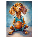 Vizsla Basketball Wall Art Print 1.5 Inch Thick Canvas Sports Decor for Boys Bedroom or Home Game Room Gift for Dog Lovers