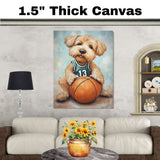 Wheaten Terrier Basketball Wall Art Print 1.5 Inch Thick Canvas Sports Decor for Boys Playroom or Game Room Gift for Dog Lovers
