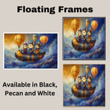 Chihuahua Dogs Riding Vintage Car In Whimsical Forest Fantasy Scene For Dog Lovers And Imaginative Spaces on Ready to Hang 1.5" Thick Canvas Wrap, Floating Framed Canvas, Flat Rolled Canvas