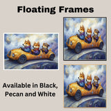 Dogs Flying In Colorful Steampunk Airship Through Dreamy Skies Fantasy Adventure Artwork For Animal Lovers on Ready to Hang 1.5" Thick Canvas Wrap, Floating Framed Canvas, Flat Rolled Canvas