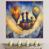 Whimsical Bunnies Racing Toward a Castle in Enchanted Forest Adventure on Ready to Hang 1.5" Thick Canvas Wrap, Floating Framed Canvas, Flat Rolled Canvas